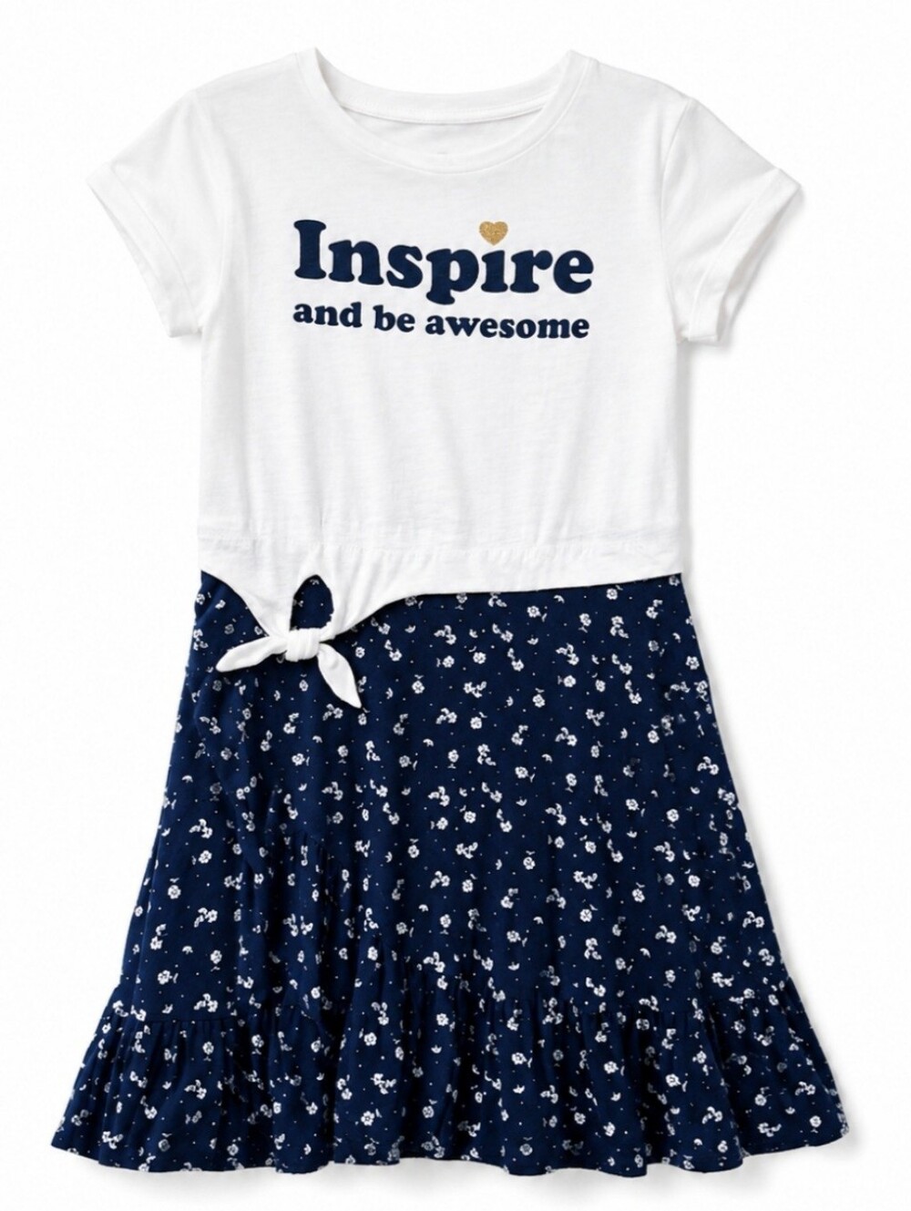 Dress.Size 10-12 years.Kids 'Inspire' Navy & White Tie-Front